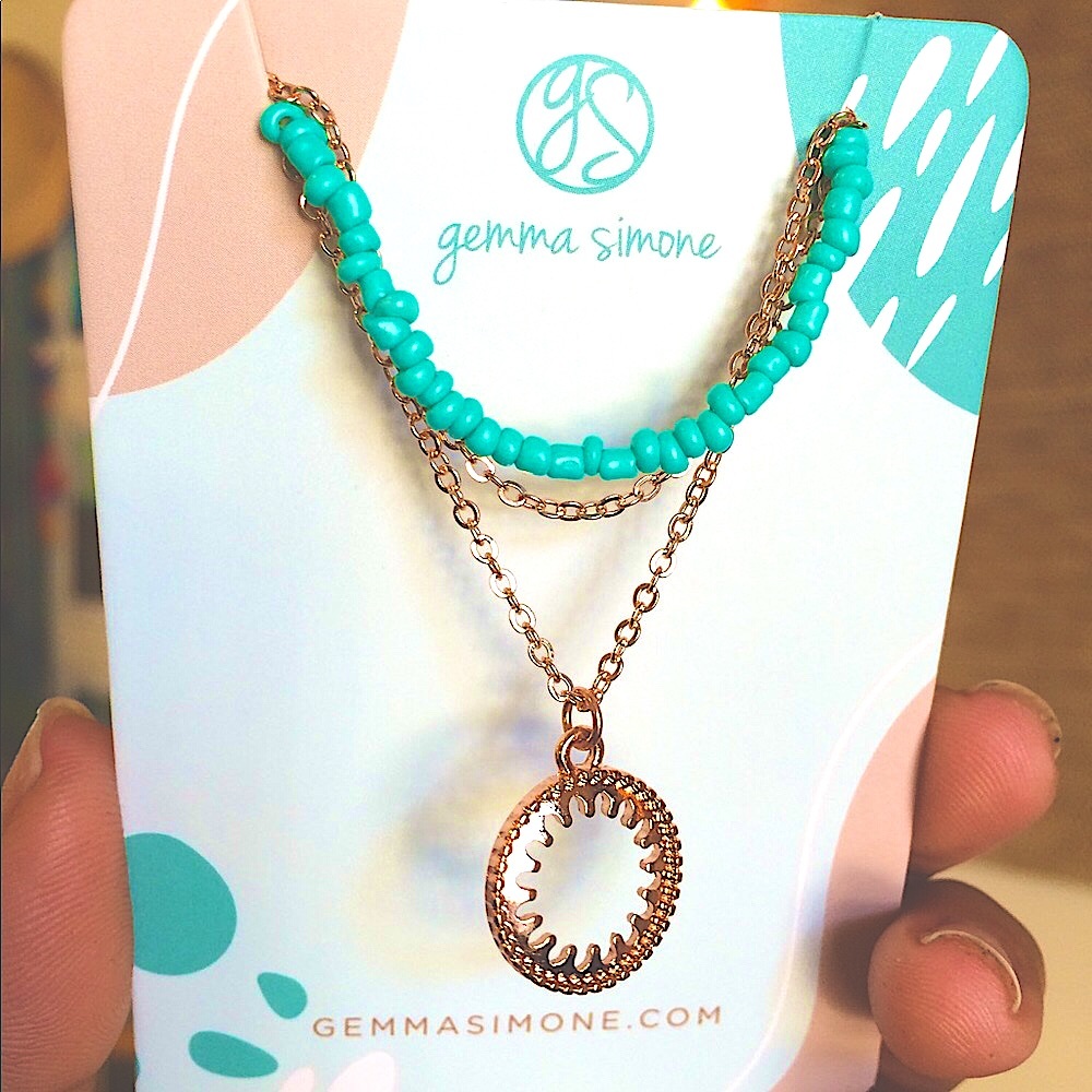 ˚ Gemma Simone turquoise and gold necklace set ˚